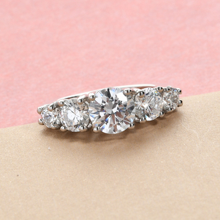 Lustro Stella Overlay Sterling Silver Ring Made with Finest CZ 4.67 Ct.