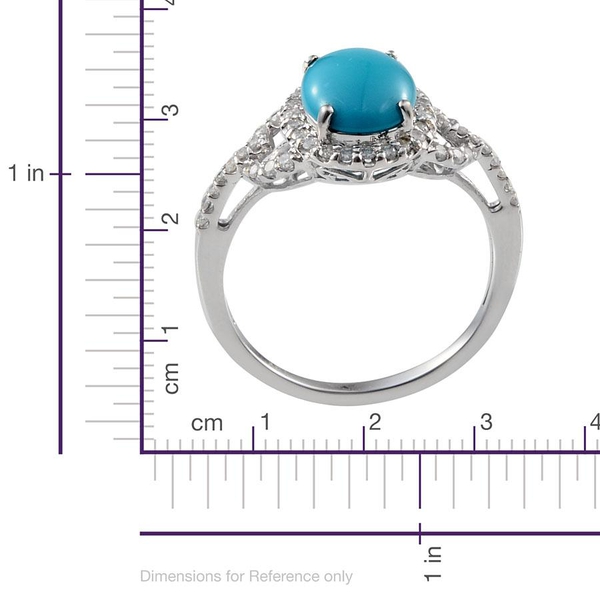 Close Out Deal 14K W Gold Arizona Sleeping Beauty Turquoise (Ovl 2.00 Ct), Diamond Ring 2.400 Ct.