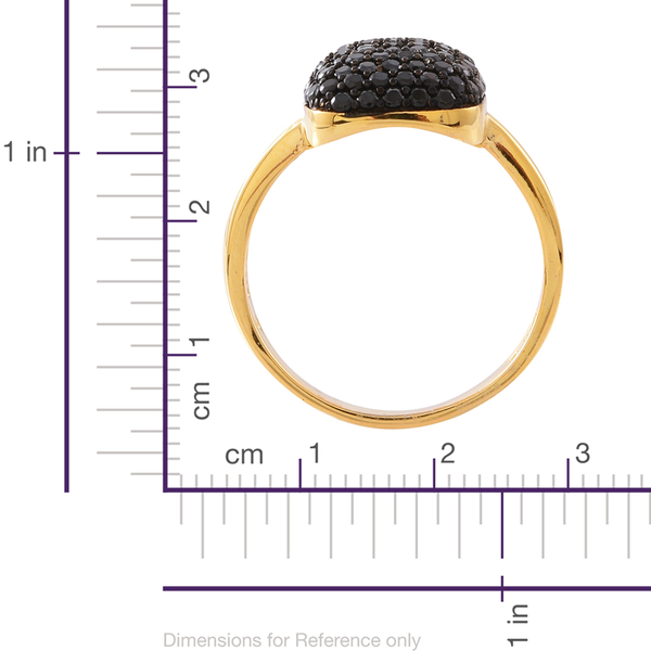 Boi Ploi Black Spinel (Rnd) Cluster Ring in Yellow Gold and Black Rhodium Plated Sterling Silver 2.500 Ct. Silver wt 6.00 Gms.No OF Stones 86