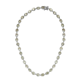 Prasiolite Cluster Necklace (Size - 20) in Platinum Overlay Sterling Silver 66.00 ct,  Silver Wt. 29