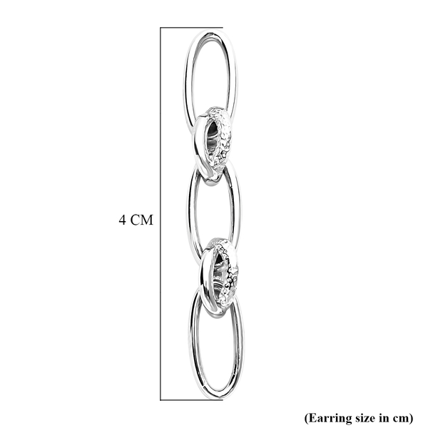 RACHEL GALLEY Rhodium Overlay Sterling Silver Link Dangling Earrings (with Push Back)