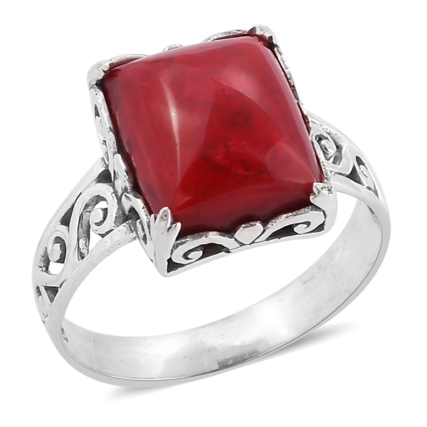 Royal Bali Collection Sponge Coral (Cush) Solitaire Ring in Sterling Silver 6.000 Ct.