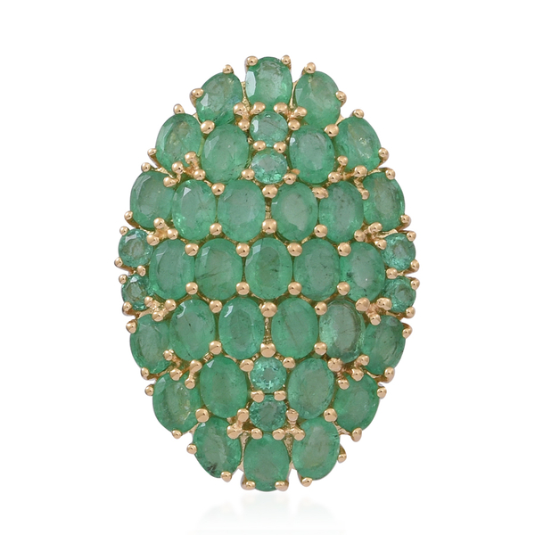 ILIANA 18K Y Gold Rare AAAA Kagem Zambian Emerald (Ovl) Cluster Pendant 5.000 Ct.