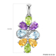 Hebei Peridot, Amethyst, Citrine and Skyblue Topaz Pendant in Platinum Overlay Sterling Silver 3.32 Ct.