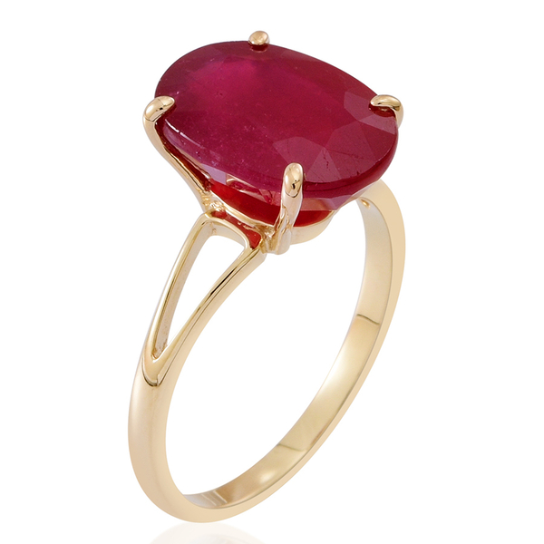 9K Y Gold AAA African Ruby (Ovl) Solitaire Ring 10.000 Ct.