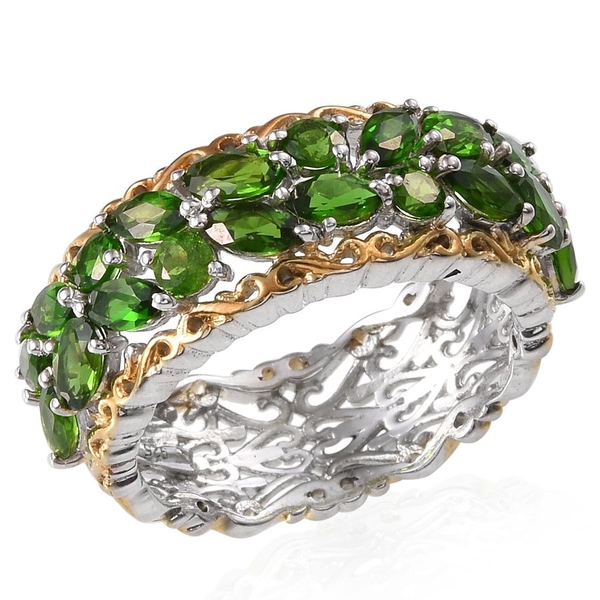 Chrome Diopside (Ovl) Ring in Platinum and Yellow Gold Overlay Sterling Silver 3.750 Ct.