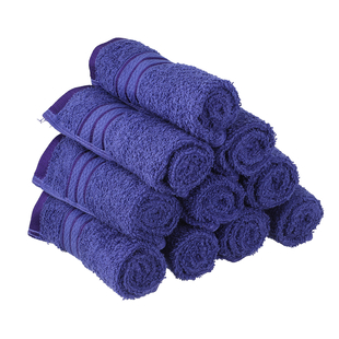 Set of 10 - 100%Egyptian Cotton Face Towel (Size:30x30Cm) - Navy