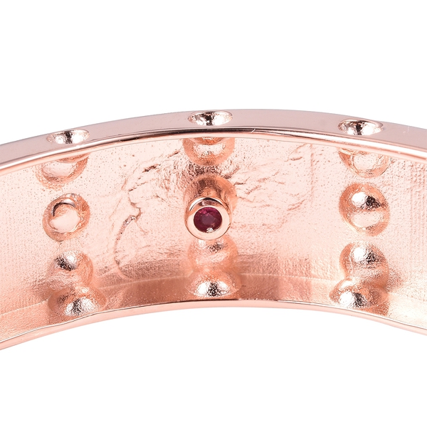 RACHEL GALLEY Majestic Collection Ruby (Rnd) Bangle (Size 7) in Rose Gold Overlay Sterling Silver, Silver wt 41.21 Gms