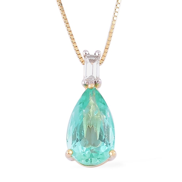 ILIANA 18K Y Gold AAA Boyaca Colombian Emerald (Pear 2.00 Ct), Diamond (SI-G-H) Pendant With Chain 2