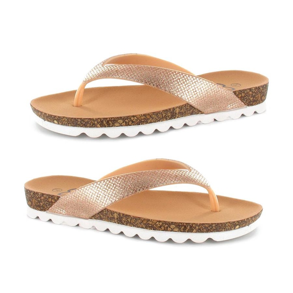 Ella Carly Sparkly Toe Post Sandals (Size 4) - Rose Gold