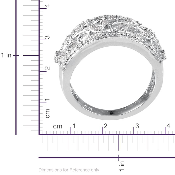 Diamond (Rnd) Leaves Band Ring in ION Plated Platinum Bond