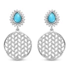 Arizona Sleeping Beauty Turquoise and Natural Cambodian Zircon Circle Drop Earrings (with Push Back)