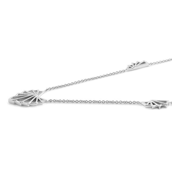 LucyQ Art Deco Necklace (Size 18 with 2 inch Extender) in Rhodium Plated Sterling Silver 13.20 Gms.