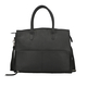 Leather Tote Bag with Detachable Shoulder Strap and Zipper Closure - Black