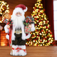 Christmas Decorative Santa Claus Holding Cane & Cherry Potting (Size 45x27x11Cm) - Dark Green & Maroon