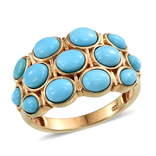 Arizona Sleeping Beauty Turquoise (Ovl) Ring in 14K Gold Overlay Sterling Silver 3.500 Ct.