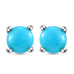 Arizona Sleeping Beauty Turquoise Stud Earrings (With Push Back) in Sterling Silver