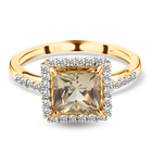 9K Yellow Gold Turkizite (Princess Cut) and Diamond Ring (Size L) 2.24 Ct.
