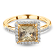 9K Yellow Gold AA Turkizite (Princess Cut) and Diamond Ring 2.24 Ct.