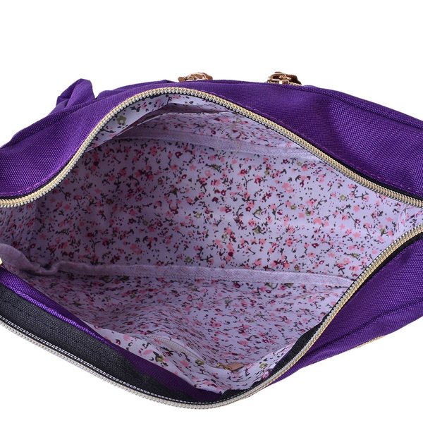 Designer Inspired- Purple Colour Multi Pocket Waterproof Crossbody Bag with Adjustable Shoulder Strap (Size 31X22X11 Cm)