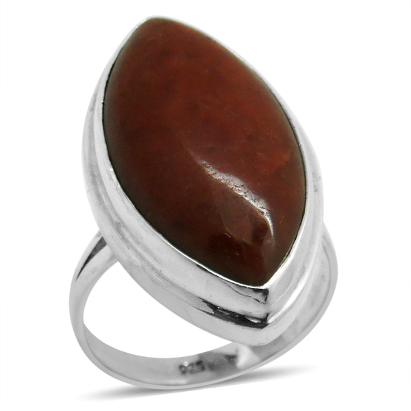 Royal Bali Collection Red Jade (Mrq) Ring in Sterling Silver 24.010 Ct.
