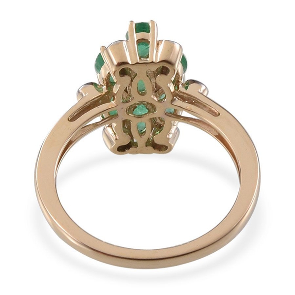 9K Y Gold Boyaca Colombian Emerald (Ovl), Natural Cambodian Zircon Ring 1.600 Ct.