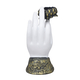 Decorative Standing Buddha Lotus Palm with Candelstick Holder (Size 18x11x8 Cm) - White, Black & Gold