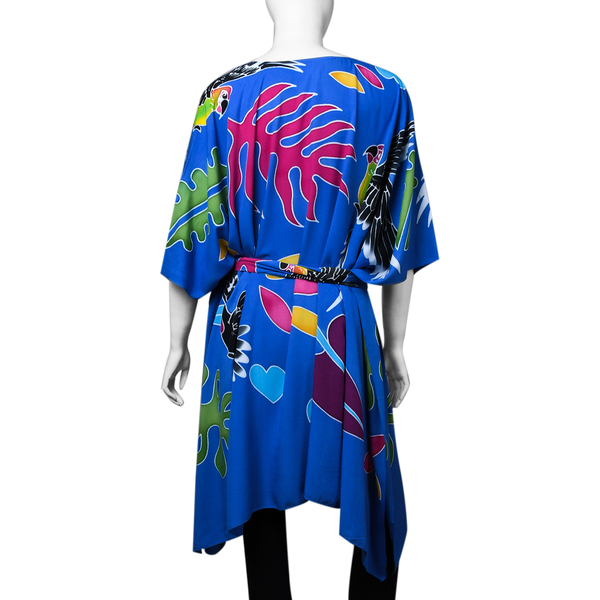 Bali Collection 100% Rayon Women Brid Pattern Midi Dress (Size 8-20) - Blue and Multi