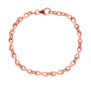 Rose Gold Overlay Sterling Silver Bracelet (Size - 6.5 With Extender) with Lobster Clasp, Silver Wt.