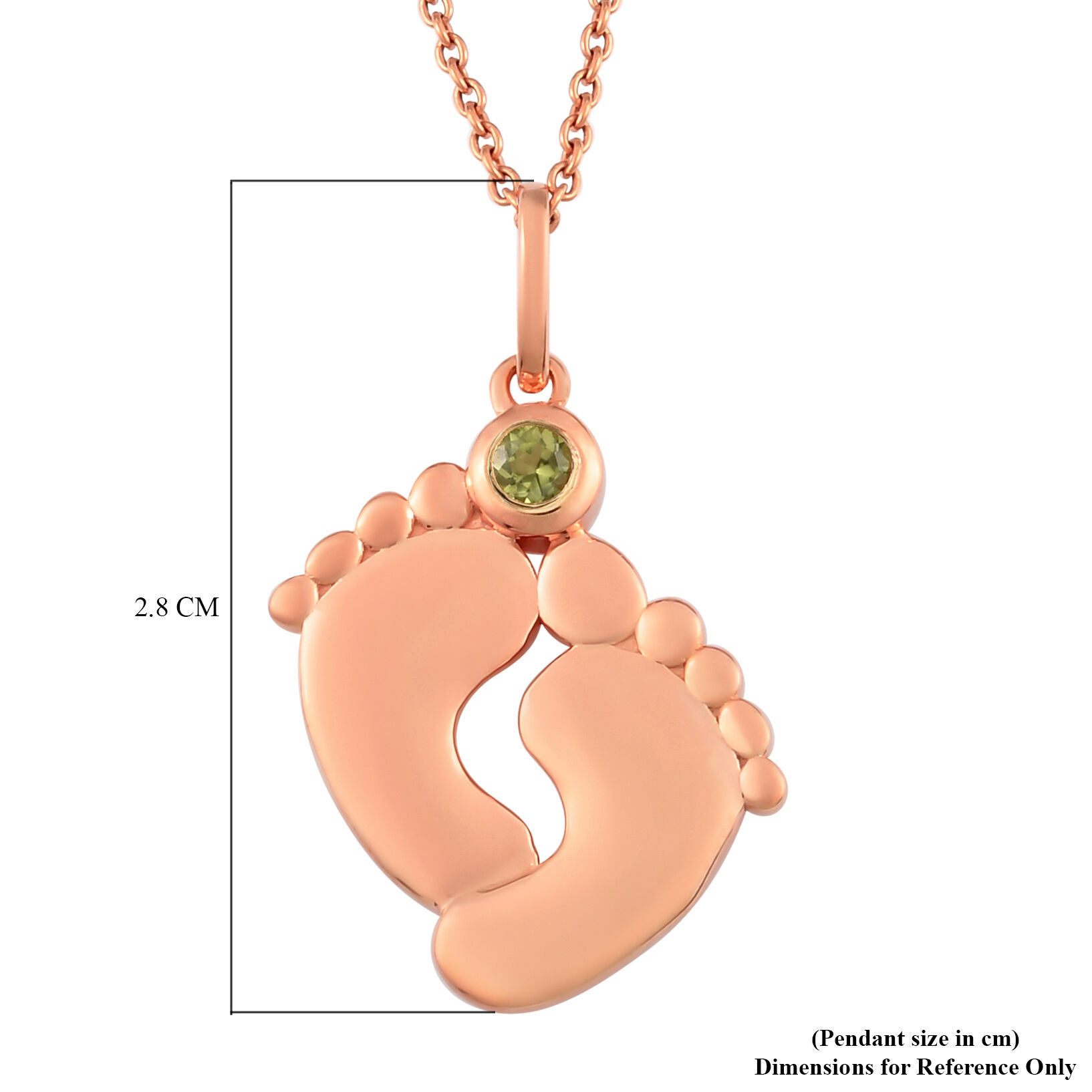 Hebei Peridot Pendant With Chain (Size 16 With 2 inch Extender) in Rose Gold Overlay Sterling Silver. Wt. 5.40 Gms.