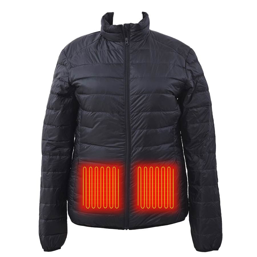 Heated Puffer Jacket with 3 Heat Settings (Size L) - 90% Duck Down And 10% Duck Feather - Black