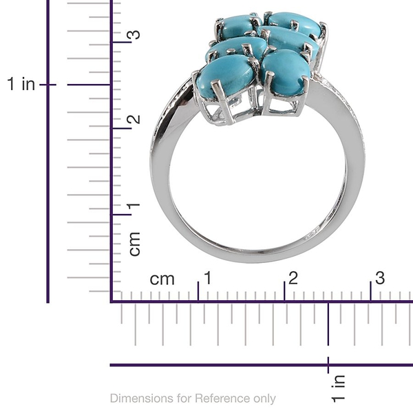 Arizona Sleeping Beauty Turquoise (Ovl), Diamond Ring in Platinum Overlay Sterling Silver 4.760 Ct.