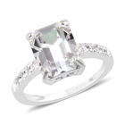 J Francis  - White Crystal Solitaire Ring (Size Q) in Sterling Silver