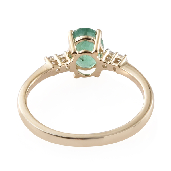 9K Yellow Gold Kagem Zambian Emerald (Ovl) Diamond Solitare Ring  0.750 Ct.