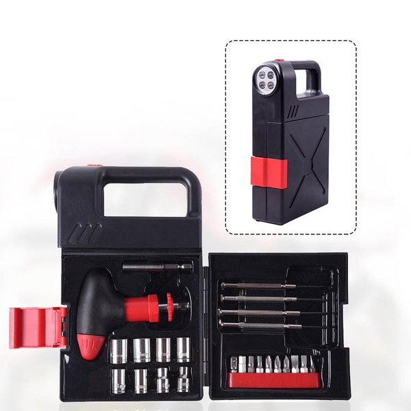 Portable Flashlight Jerry Can Design Tool Box (Inclds. 1pc Handle, 1pc Prolong Bar, 4pcs Precision S