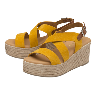 Ravel Wilga Suede Wedge Sandals in Yellow (Size 7)