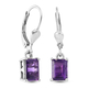 Amethyst Lever Back Earrings in 14k Gold Overlay Sterling Silver 1.90 Ct.