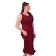 TAMSY Viscose Jersey Dress with Side Slit (Size S,8-10) - Wine Red