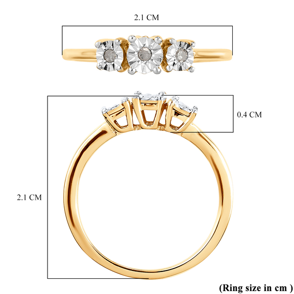 Diamond Trilogy Ring in 14K Gold Overlay Sterling Silver