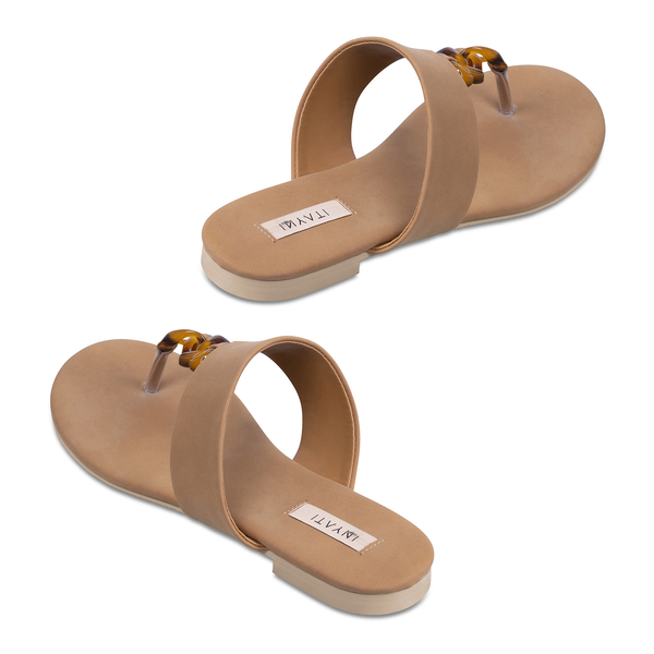 Inyati Leandra Open Toe Slip On Sandals (Size 6) - Toasted Nut