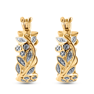 Diamond Hoop Earrings in 14K Gold Plated Sterling Silver 4.41 Grams