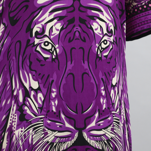 JOVIE Tropic Tiger Printed Short Kaftan (Size 95x80 Cm) - Purple & Multi