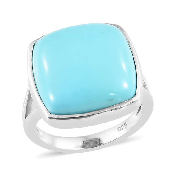 Extremely Rare Size AAA Arizona Sleeping Beauty Turquoise (Cush) Ring in Platinum Overlay Sterling S