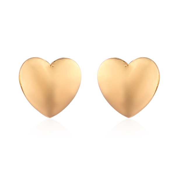 2 Piece Set - 14K Gold Overlay Sterling Silver Heart Pendant and Earrings (with Push Back)