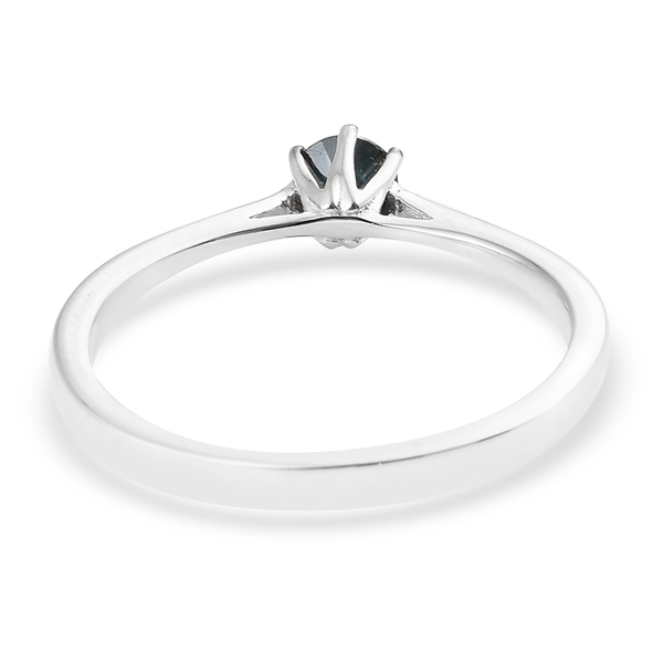 SGL Certified Blue Diamond (I1-I2) (Rnd) Solitaire Ring in Blue and Platinum Overlay Sterling Silver 0.500 Ct.