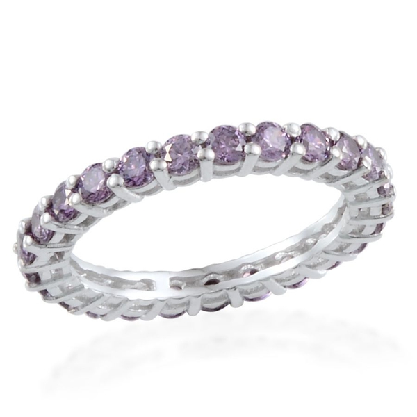 Lustro Stella Platinum Plated Silver 1.50 Carat Made With Amethyst  Zirconia Full Eternity Ring