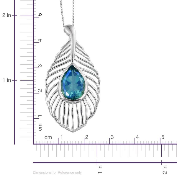 Peacock Quartz (Pear) Pendant With Chain in Platinum Overlay Sterling Silver 5.500 Ct.