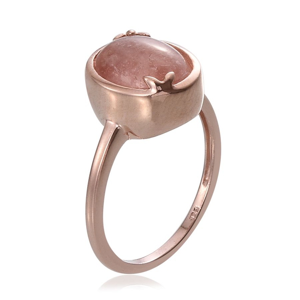 Marropino Morganite (Ovl) Solitaire Ring in Rose Gold Overlay Sterling Silver 4.500 Ct.