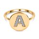 White Diamond Initial-A Ring in 14K Gold Overlay Sterling Silver 0.07 Ct.