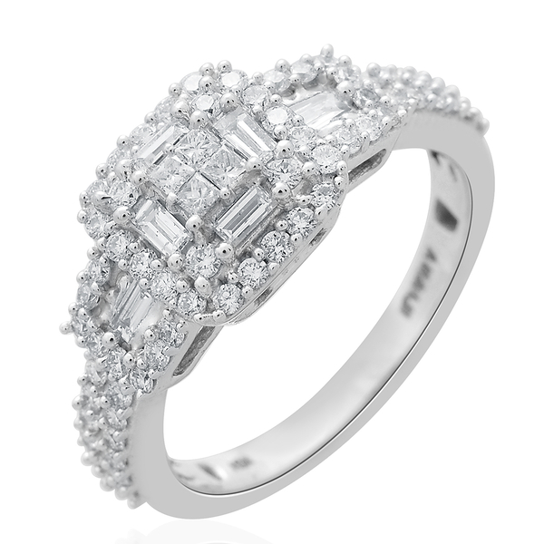 ILIANA 1 Carat Diamond Cluster Ring in 18K White Gold 4.69 Grams IGI Certified SI GH